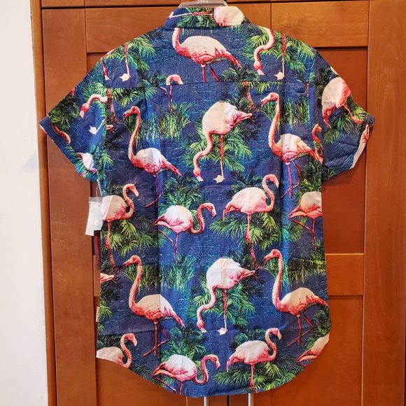 NWT Brooklyn Flamingo Cotton Button Down S/S Shirt - Picture 6 of 6